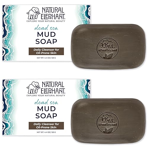 Natural Elephant Dead Sea Mud Soap Bar | Mineral-Rich Face & Body Cleanser with Natural Dead Sea Minerals | 4.4 oz (125 g) Pack of 2 Beauty & Personal Care Natural Elephant