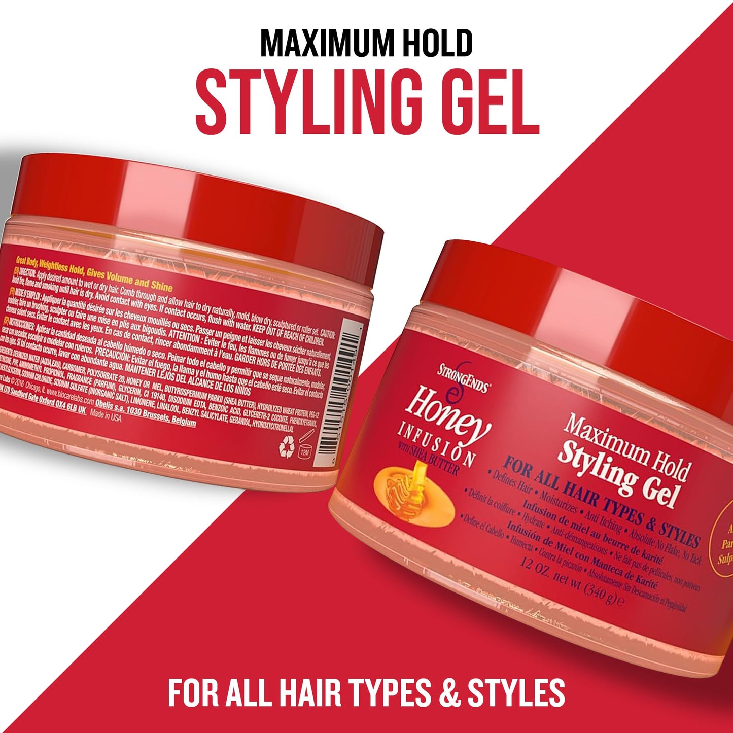STRONGENDS - Maximum Hold Styling Gel with Honey & Shea - Moisturizing Hair Gel, Suitable for All Hair Types & Versatile Styles, Ideal for Men Beauty & Personal Care STRONGENDS