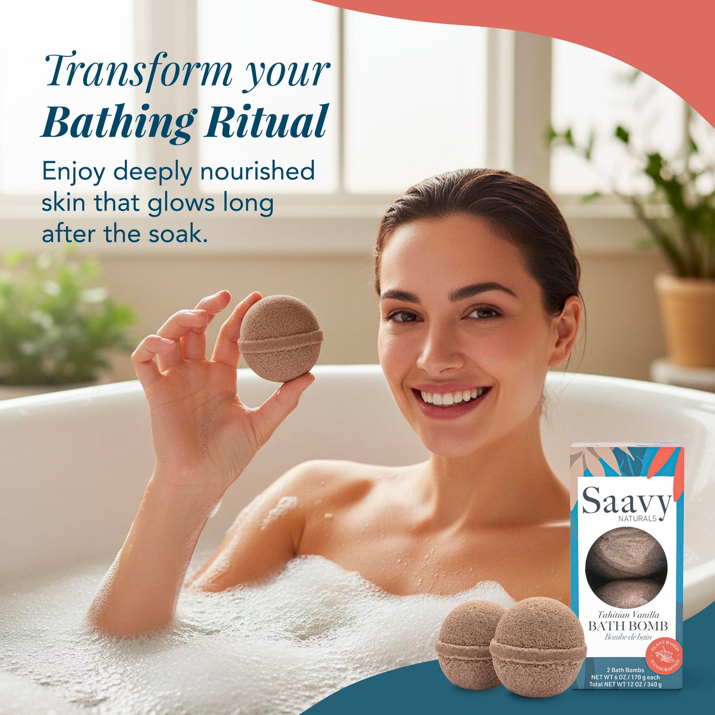 Saavy Naturals Bath Bombs - Relaxing Foaming Fizz Bubbles, Organic Bath Bombs (Pack of 1, 12 Ounce, Tahitian Vanilla) Beauty and Personal Care Saavy Naturals
