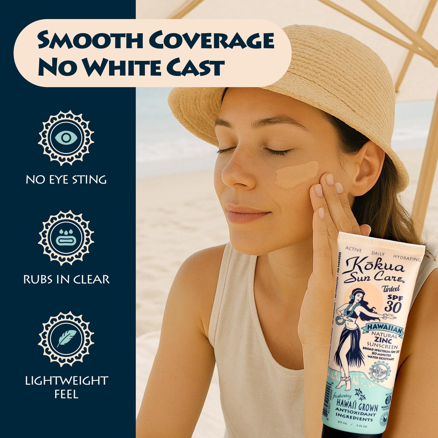 Kokua Sun Care Hawaiian Reef Safe SPF 30 | Zinc Oxide | Tinted Mineral for Face & Body | Sun Protection | Water Resistant | Chemical Free | Natural Beauty & Personal Care Kokua Sun Care