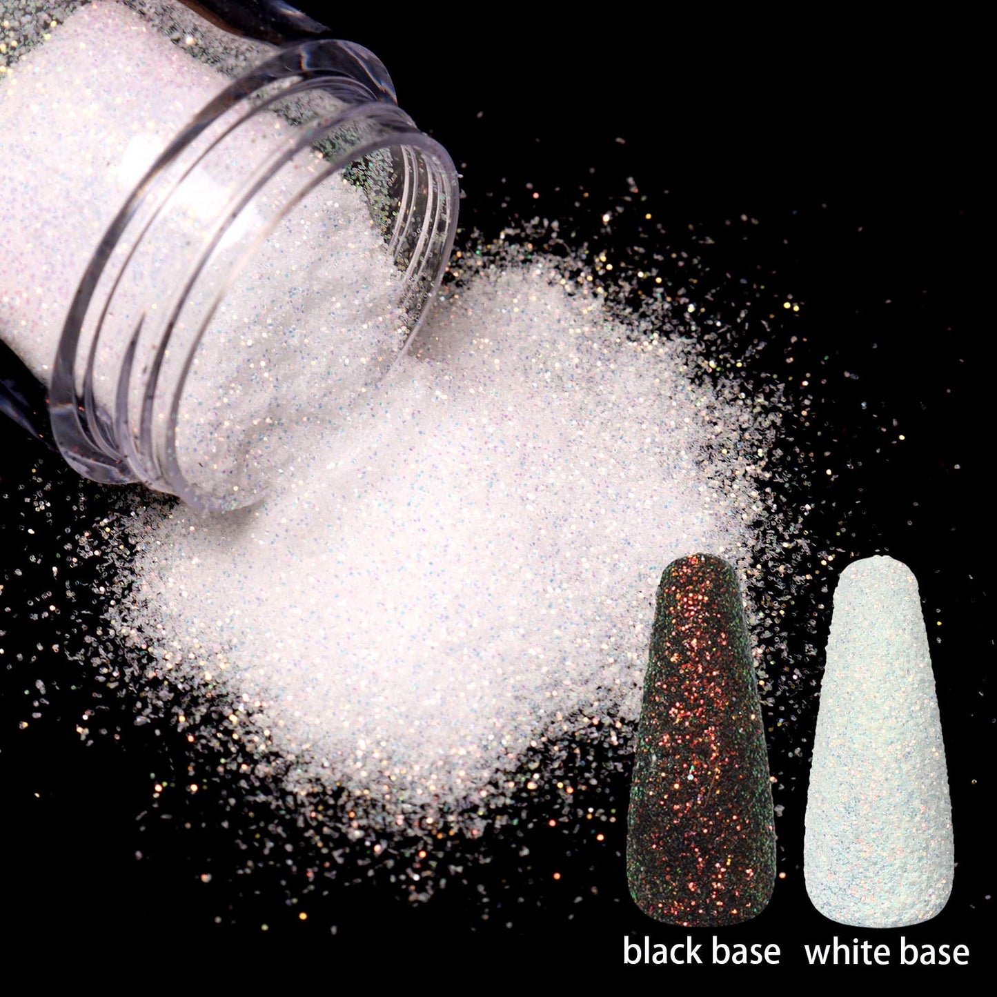 Allstarry 2 Colors Nail Glitter Dust - White Black Sand Powder Shining Sugar Effect Glitter Candy Coat Cosmetic Festival DIY Nail Art Decoration Beauty & Personal Care Allstarry