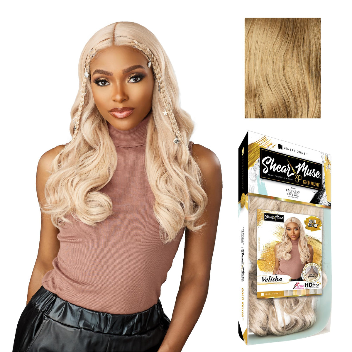 Sensationnel Shear Muse Gold Krush Lacewig-Velisha, DIRTYBLONDE