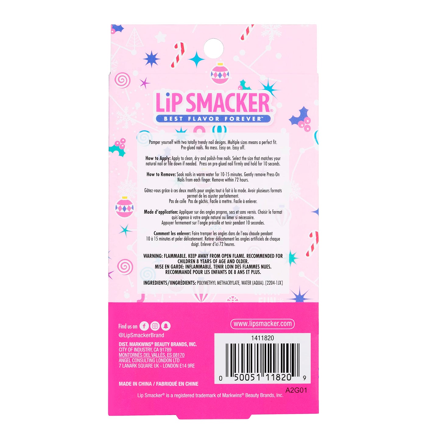 Lip Smacker Original & Best Holiday Press On Nails Stocking Christmas Gifts For Girls Kids Beauty & Personal Care Lip Smacker