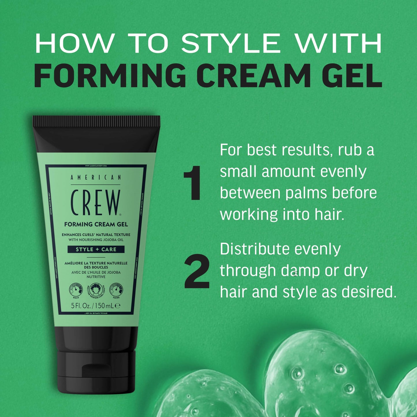 AMERICAN CREW Forming Cream Gel, Curl Defining & Frizz Control with Jojoba Oil, Soft, Flexible Hold & Natural Finish for Curly Hair, 5 fl oz Beauty & Personal Care AMERICAN CREW