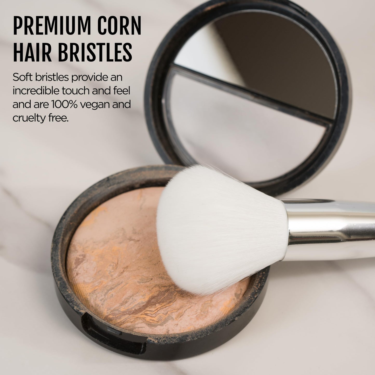 BeautiHome Makeup Brush -2-in1 Eye Blending & Powder Brush - Double-Ended Make Up Applicator Tool for Eyeshadow - vegan, white Beauty & Personal Care BeautiHome