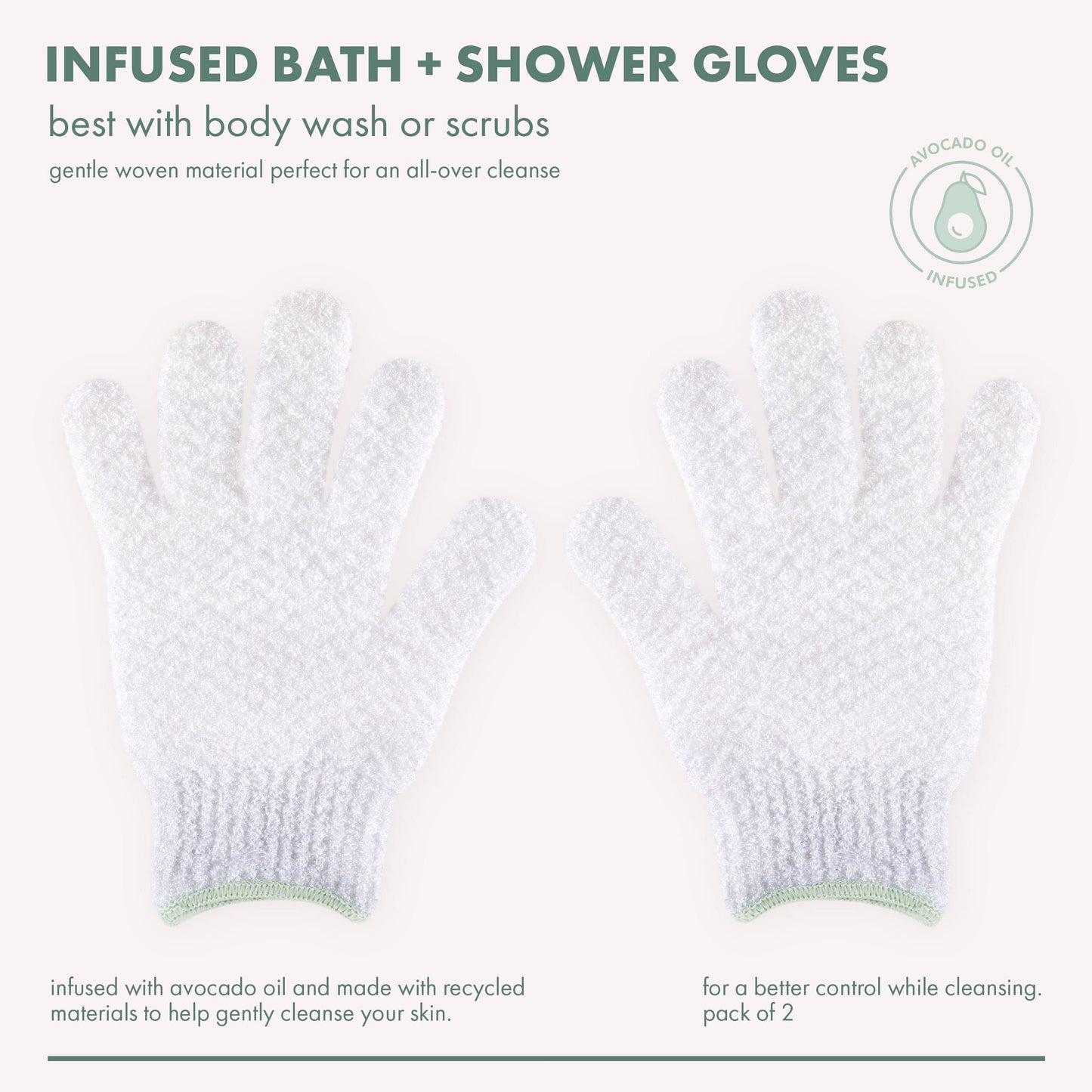 EcoTools Gentle Bath + Shower Gloves, Exfoliating Gloves Remove Dead Skin & Cleanse The Whole Body, Bath Gloves Infused with Avocado Oil to Scrub Beauty & Personal Care EcoTools