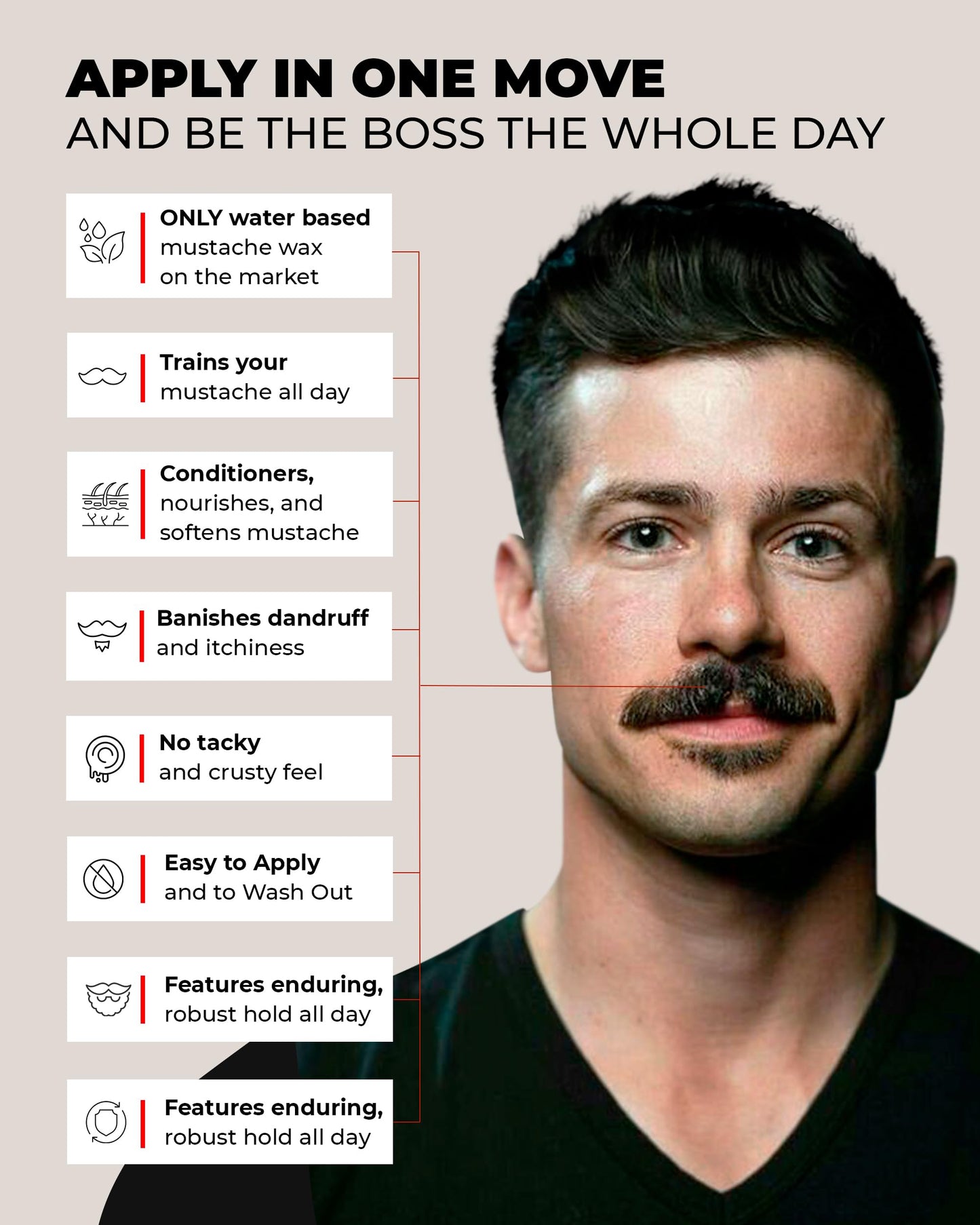 Bossman MUDstache Unscented Mustache Wax for Men (2 oz) - 2 Pack - Strong 24-Hour Hold, Non-Tacky & Easy to Apply for Taming & Styling Beauty & Personal Care Bossman