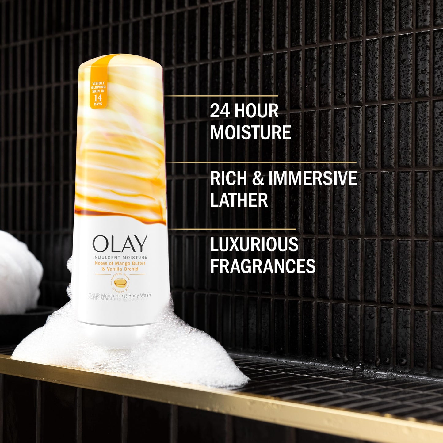 Olay Body Wash for Women, Indulgent Moisture, 24hr Moisturizing & Nourishing Formula, Infused with Vitamin B3 Complex, Luxurious Fragrances, Mango Beauty & Personal Care Olay