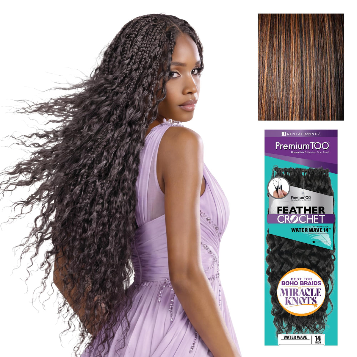 Sensationnel PremiumToo Feather Crochet Braids-Water Wave,14in, S1B/30
