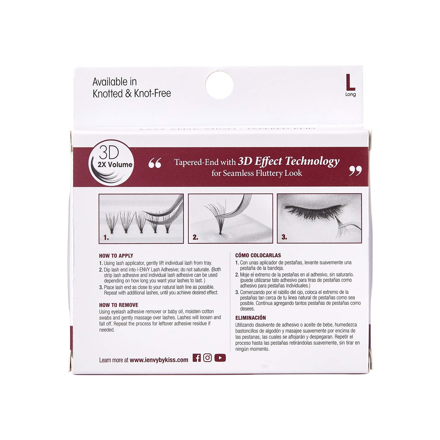 i-ENVY 2X Volume 3D Ultra Black Individual Lashes (3 PACK, Knot Free - Long) Beauty & Personal Care i•ENVY