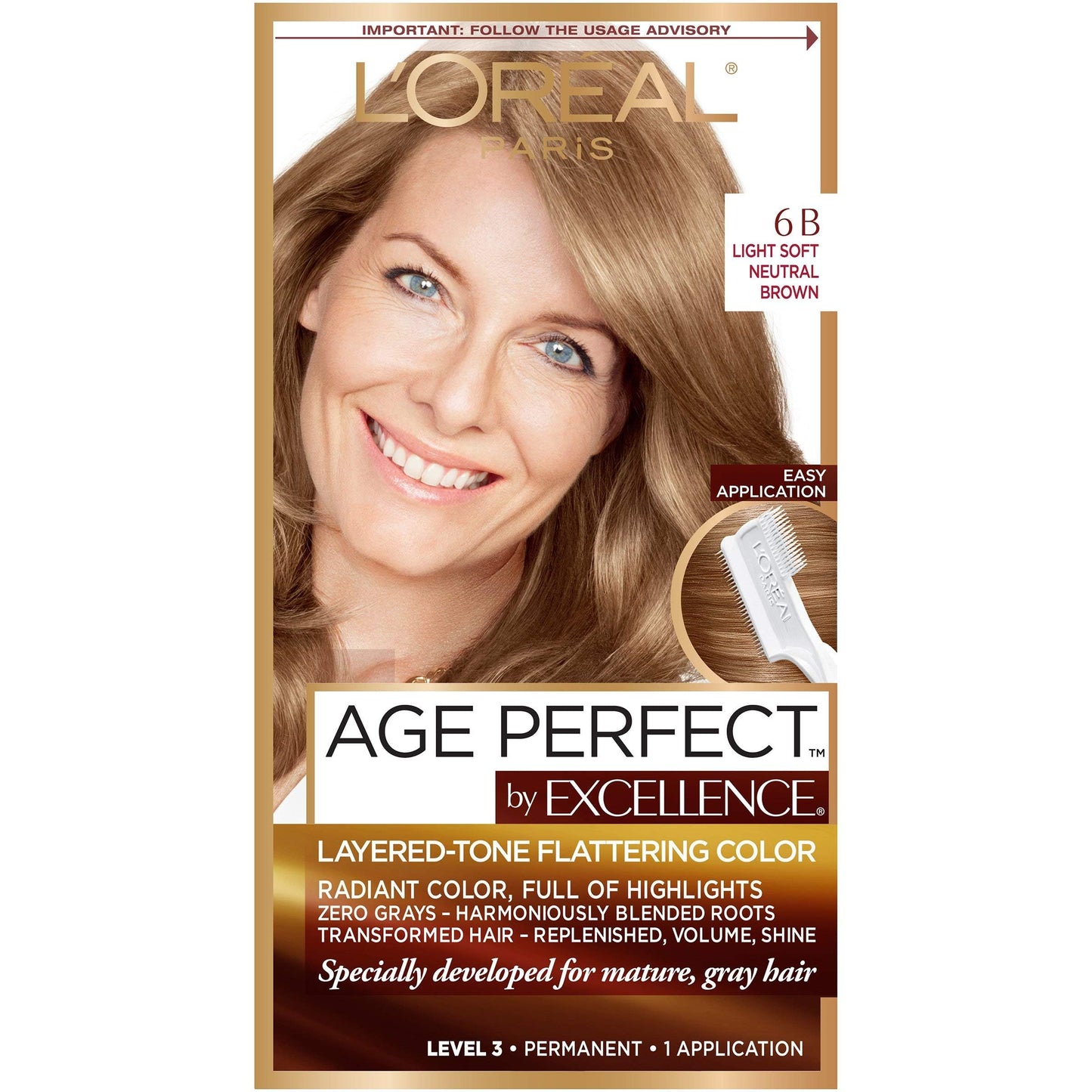 L'Oreal Paris Excellence Age Perfect Layered Tone Flattering Color, 6B Light Soft Neutral Brown (Packaging May Vary) Beauty & Personal Care L'Oreal Paris