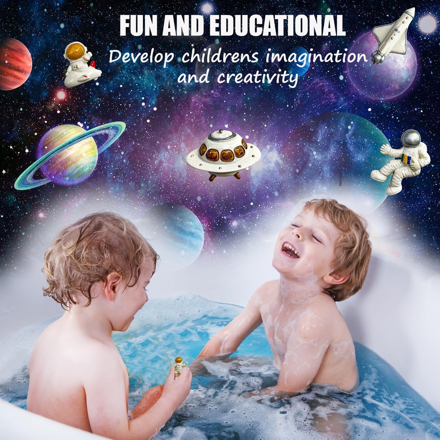 Galaxy Bath Bombs for Kids with Surprise Inside - Organic Bubble Bath Bombs with Educational Outer Space Planet Toys. Gentle, Natural & Kids Friendly Beauty and Personal Care Mineral Me California