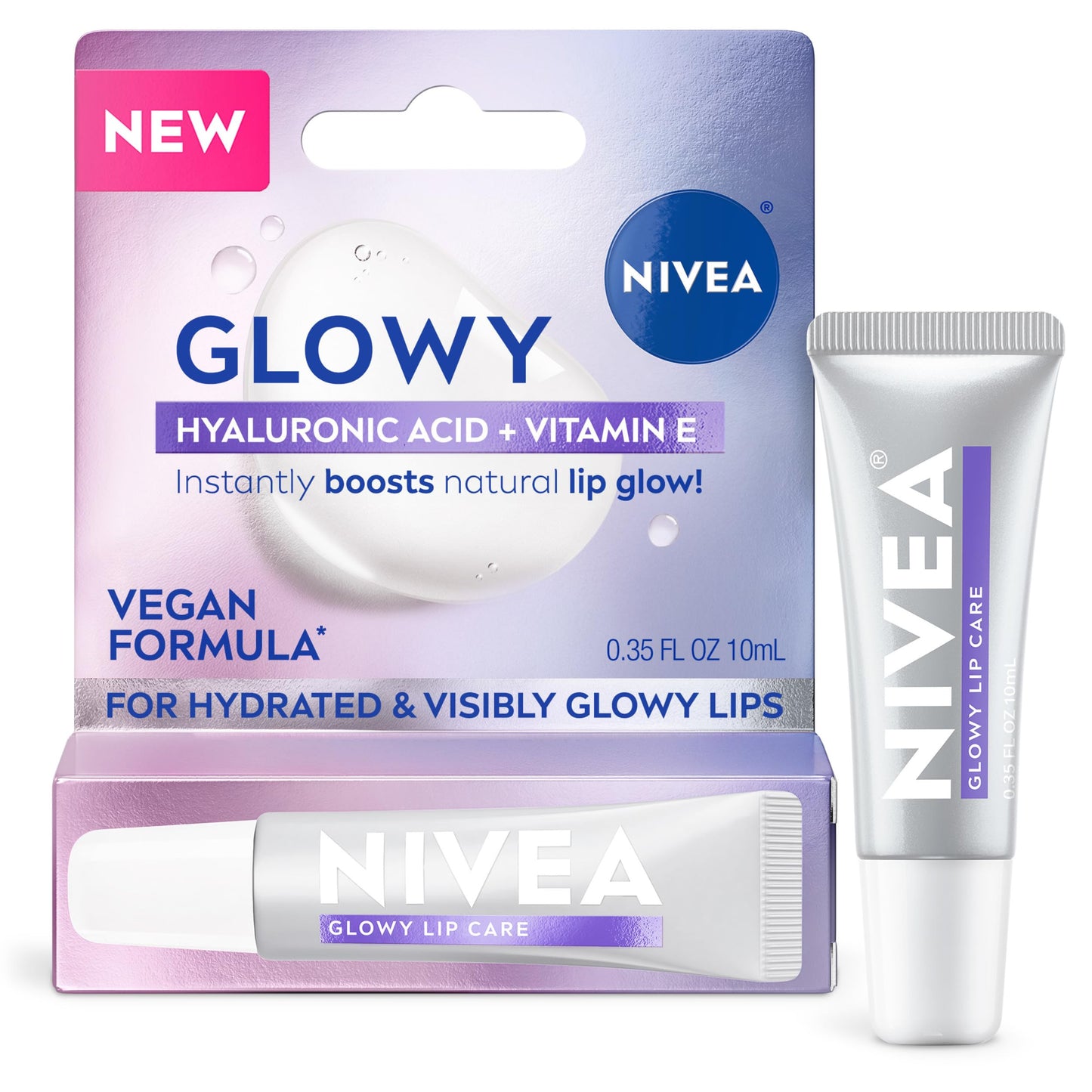 NIVEA Glowy Lips, Vegan Lip Balm with Hyaluronic Acid, Vitamin E, and Magnolia Extract, Moisturizing Lip Balm Instantly Boosts Natural Lip Glow, 0.35 Beauty and Personal Care NIVEA