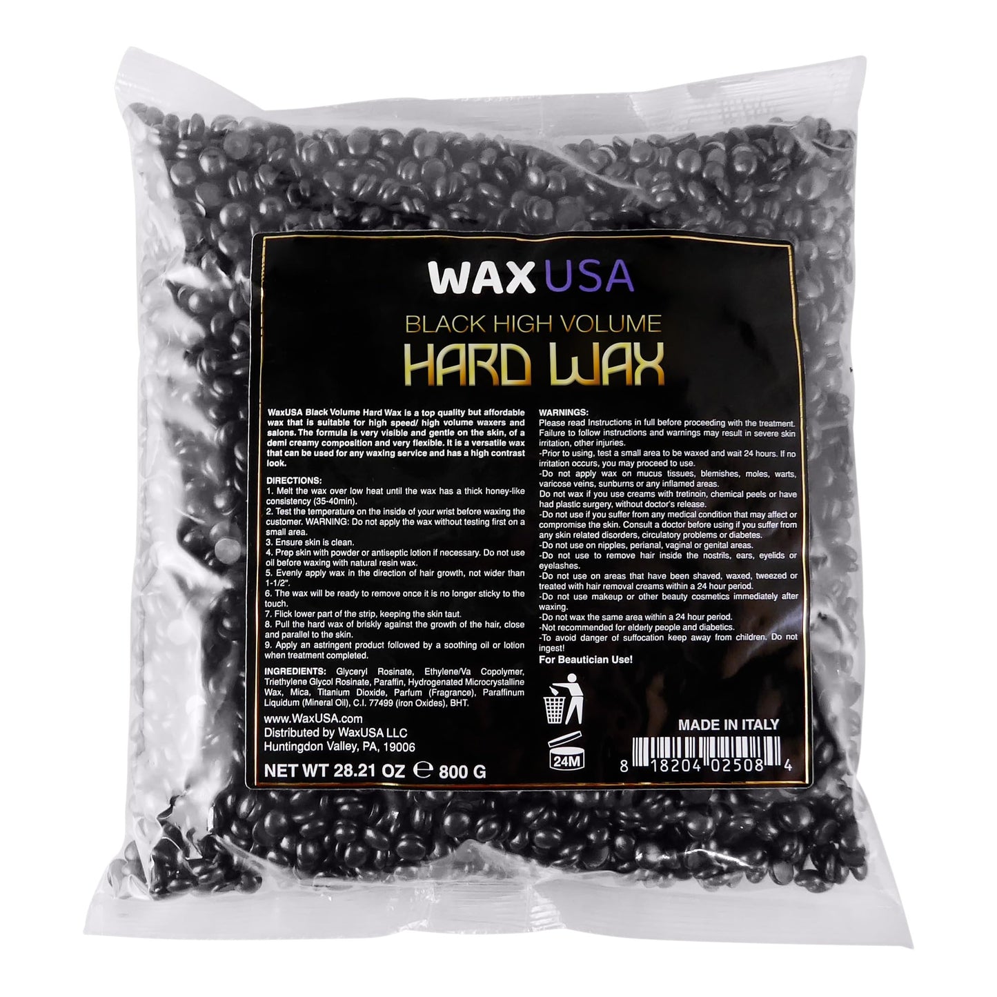 WAXUSA Black High Volume Depilatory Hard Wax Beads 800 g - 1.76 lb Beauty and Personal Care WAXUSA