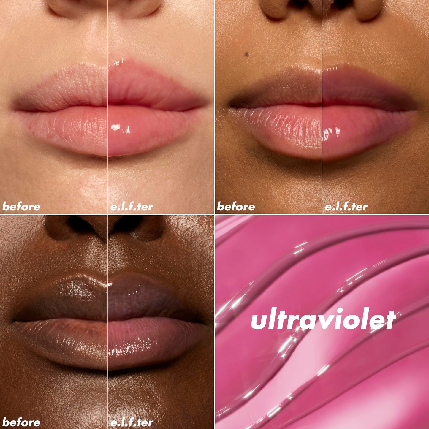 e.l.f. Glow Reviver Plumping Lip Oil, Tinted Lip Plumper For A High-Shine, Plump Finish, Infused With Jojoba Oil, Vegan , Ultraviolet Beauty & Personal Care e.l.f.