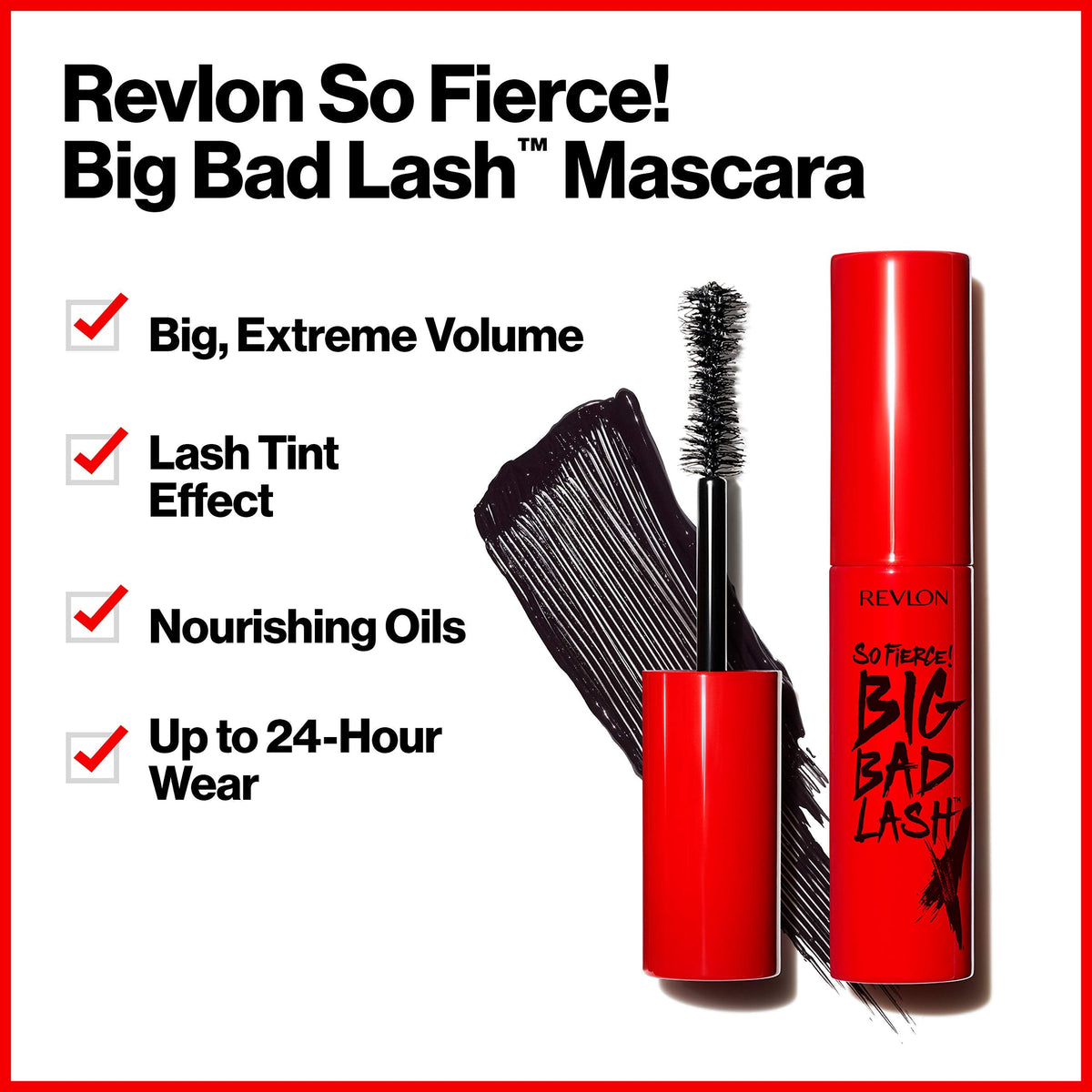 Revlon Mascara, So Fierce Big Bad Lash Eye Makeup, Volumizing, Lasts up to 24 Hours, No Clump, Smudge-Proof, Flake-Free, 761 Black, 0.34 fl oz Beauty & Personal Care REVLON