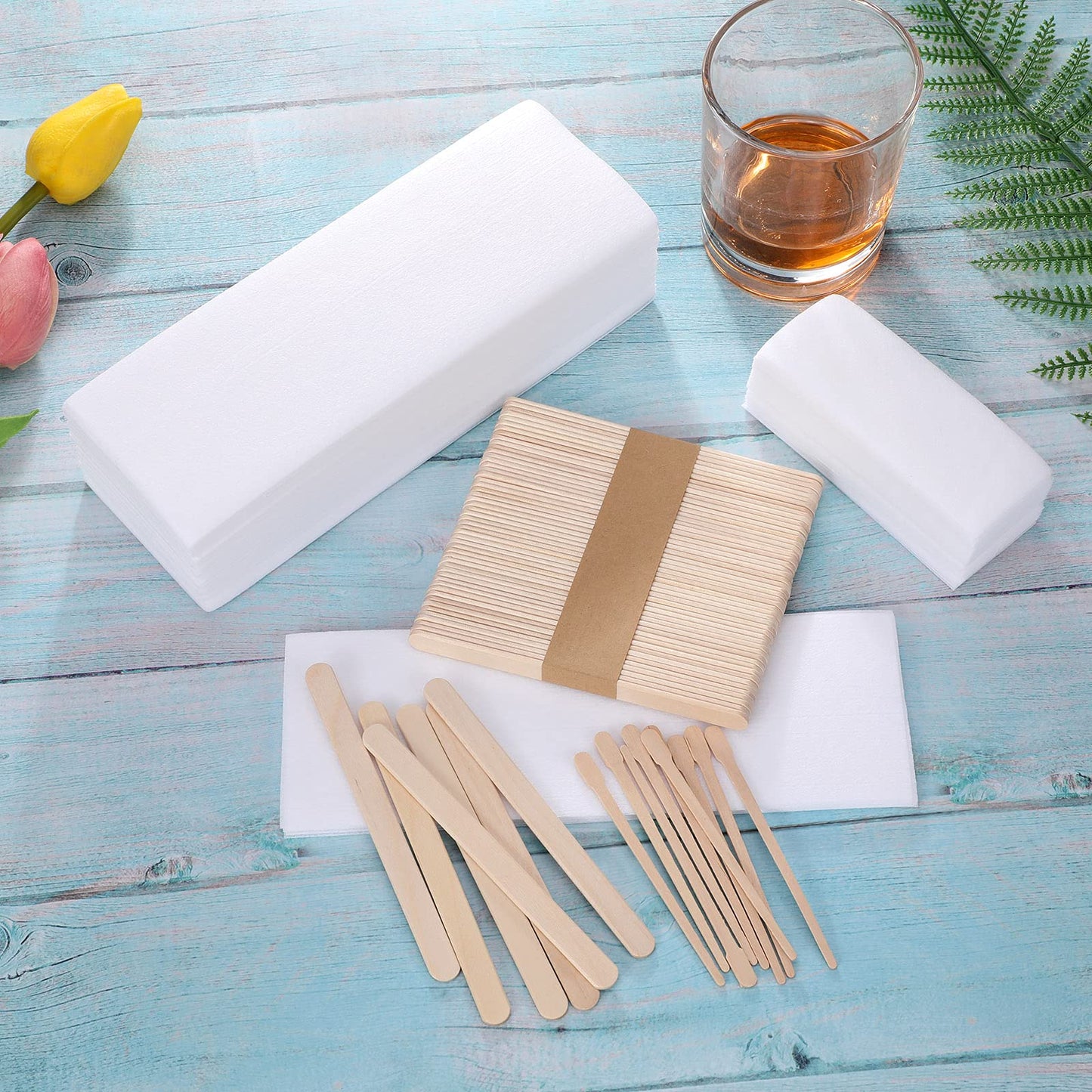 Yaomiao Wax Strips Kit, 250 Pieces Includes Waxing Strips and Smooth Wax Applicator Sticks for Women Men Body Skin Hair Removal (White) Beauty & Personal Care Yaomiao