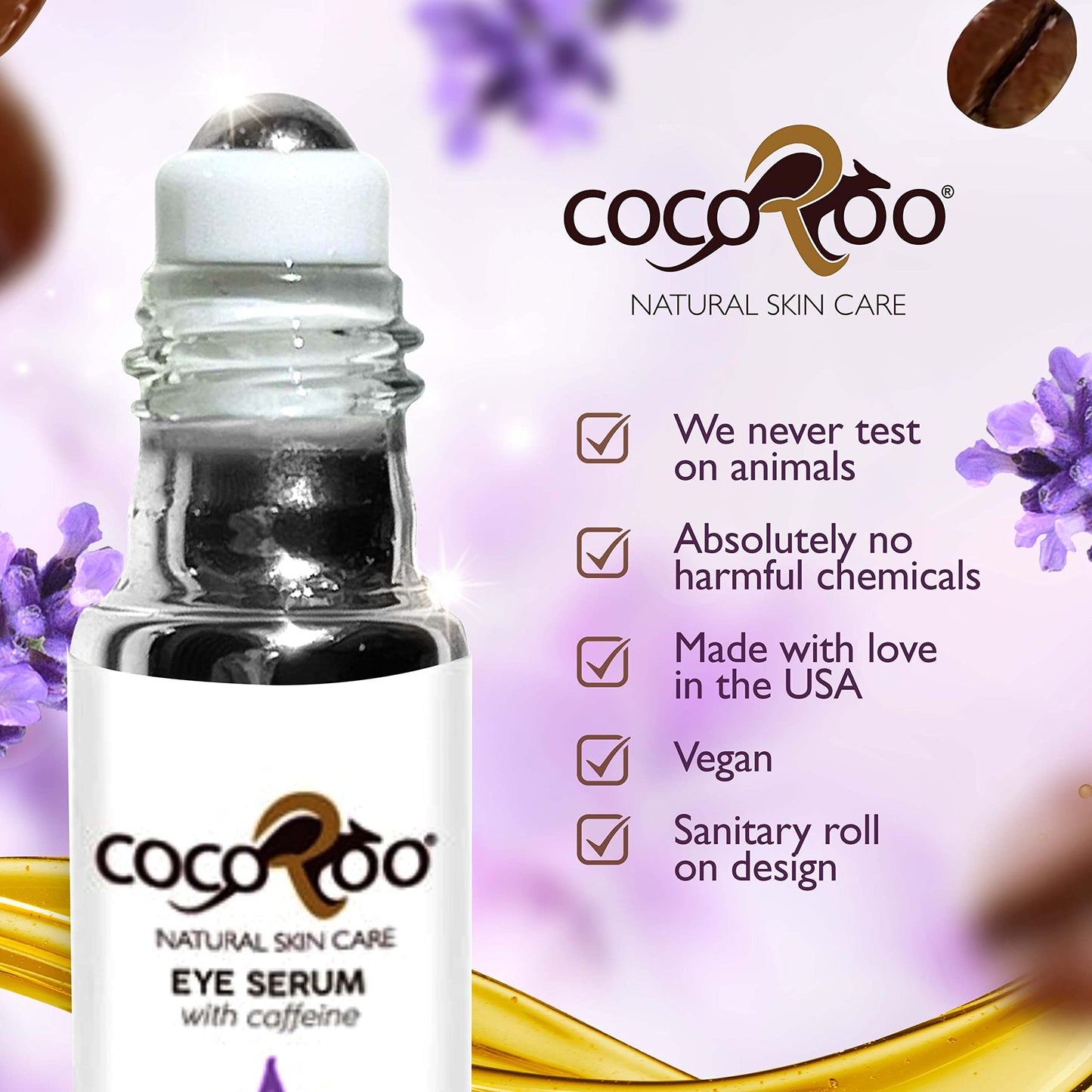 Caffeinated Eye Serum, Nutrient-Dense, 100% Pure, Natural & Vegan (Lavender) Beauty & Personal Care CocoRoo