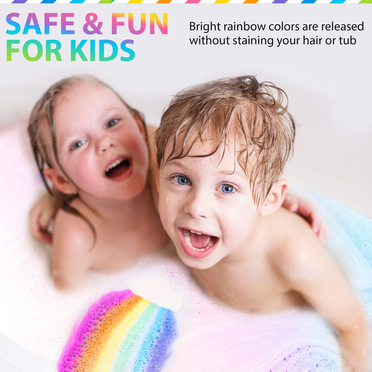 Bath Bombs for Kids - All Natural Magic Rainbow BathBombs with Organic Ingredients, Moisturizing, Vibrant Colors & Rich Bubbles, Cloud Bath Bombs Beauty and Personal Care Mineral Me California