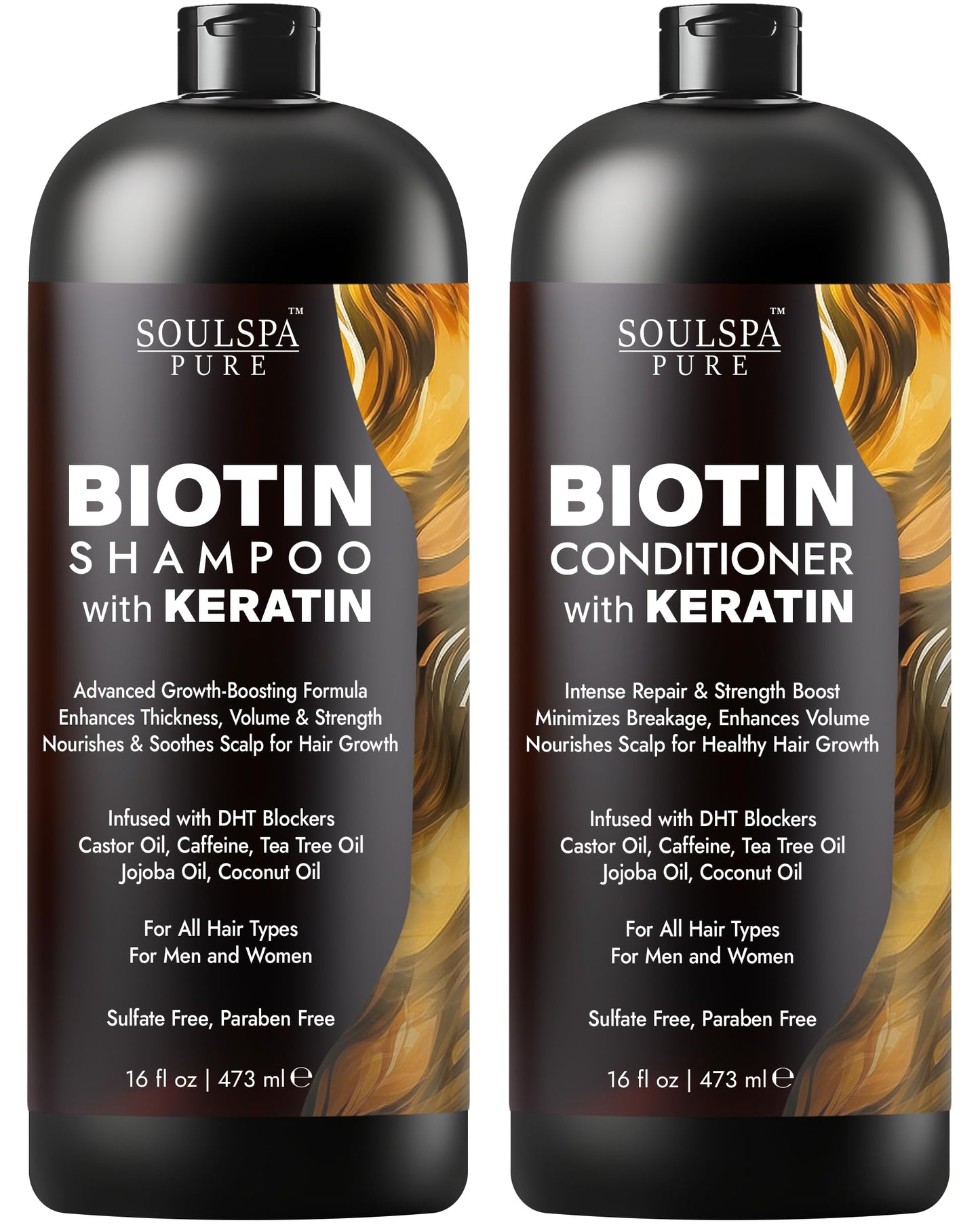 Biotin Shampoo and Conditioner Set with Keratin - Sulfate-Free Advanced Anti-Thinning, Hair Growth Shampoo and Conditioner Combo Repair Formula Beauty & Personal Care SOULSPA PURE