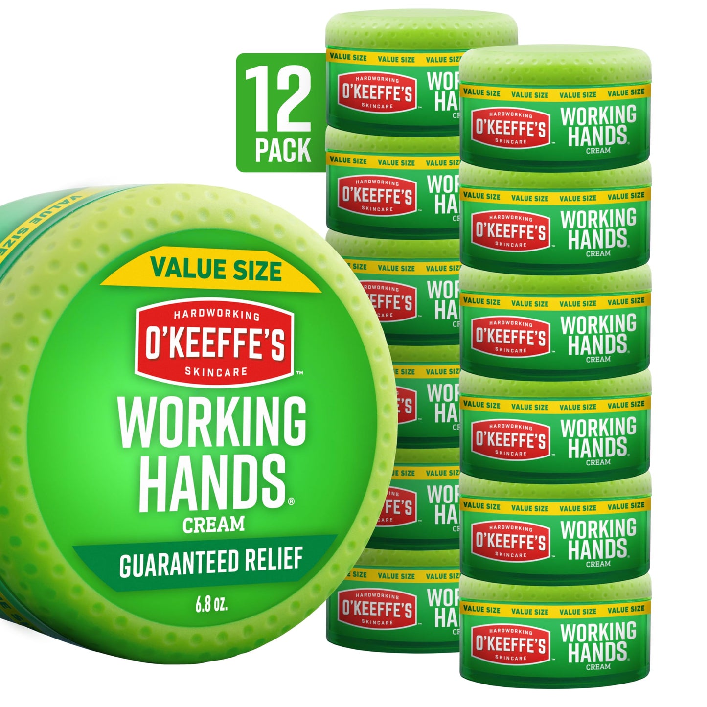 O'Keeffe's Working Hands Hand Cream for Extreme Dryness - 6.8 oz Value Size Jar (12 Pack) - Repairing Skincare for Cracked, Dry Hands Beauty & Personal Care O'Keeffe's