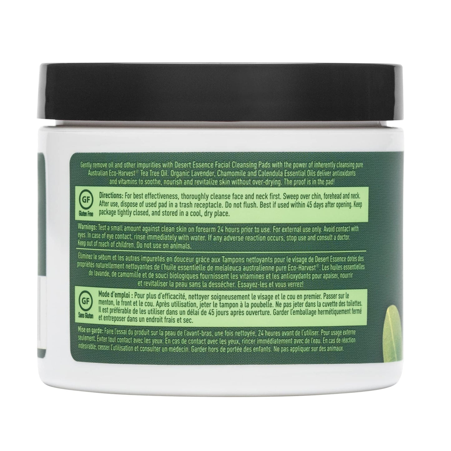 Desert Essene Daily Facial Cleansing Pads with Pure Australian Tea Tree, Witch Hazel, Calendula & Chamomile - Reduce Oil, Minimize Pores - Plant-Based Beauty & Personal Care Desert Essence