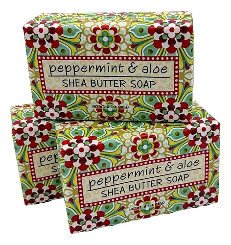 Greenwich Bay Trading Co., Peppermint and Aloe Shea Butter Soap, Set of 3 Bars, 6.4 Ounces Each Beauty & Personal Care Greenwich Bay Trading Co.