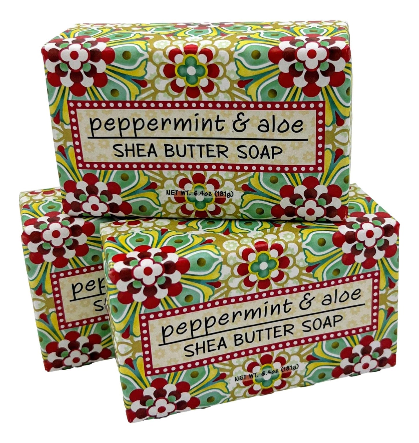 Greenwich Bay Trading Co., Peppermint and Aloe Shea Butter Soap, Set of 3 Bars, 6.4 Ounces Each Beauty & Personal Care Greenwich Bay Trading Co.