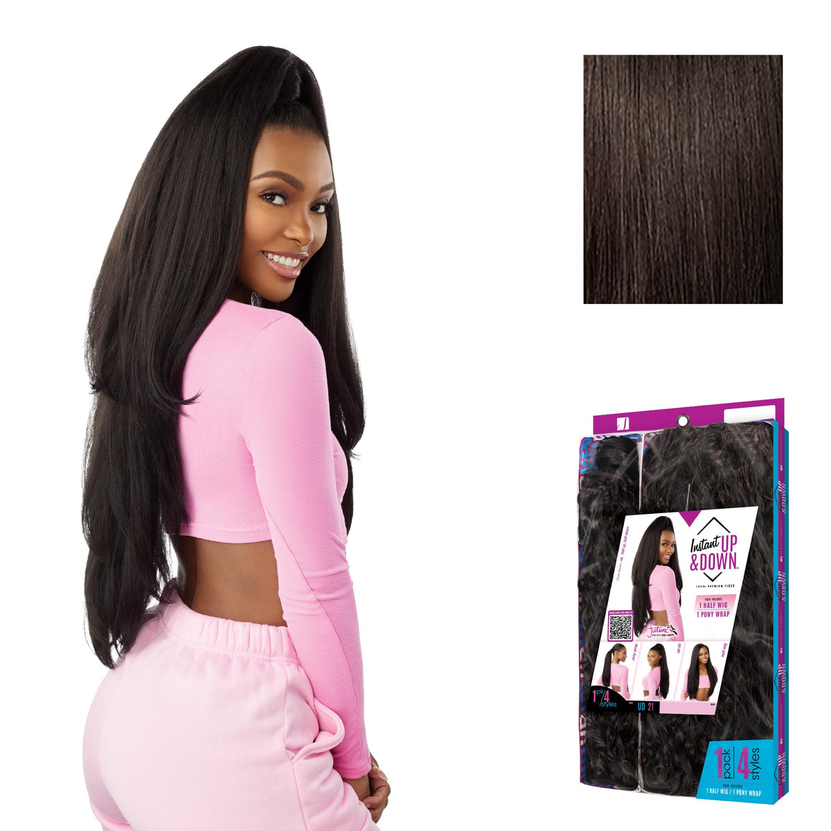 Sensationnel Instant Updown Halfwig Pony-Iud 21, 2 DARKBROWN