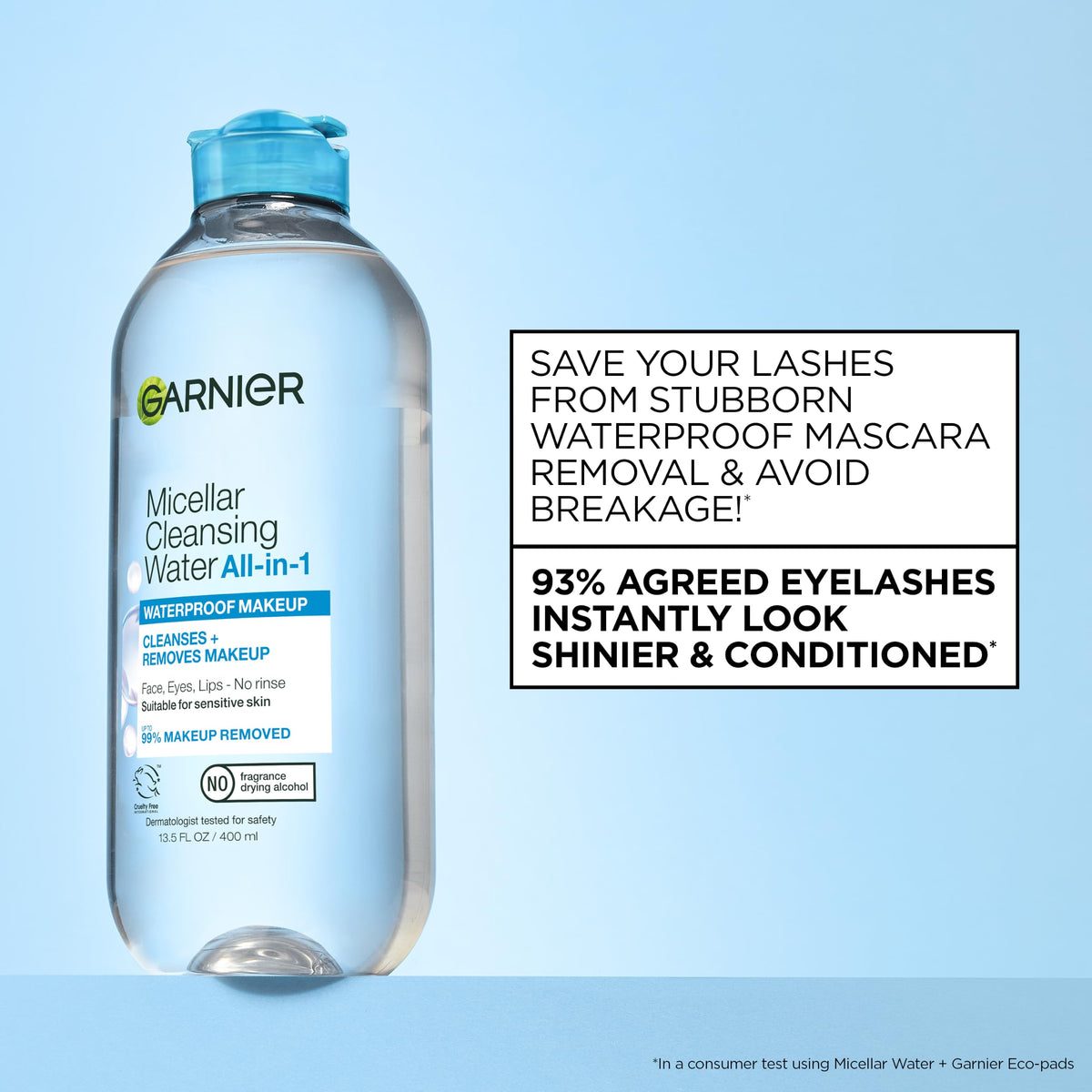 Garnier SkinActive Micellar Cleansing Water, For Waterproof Makeup, 3.4 Fl Oz