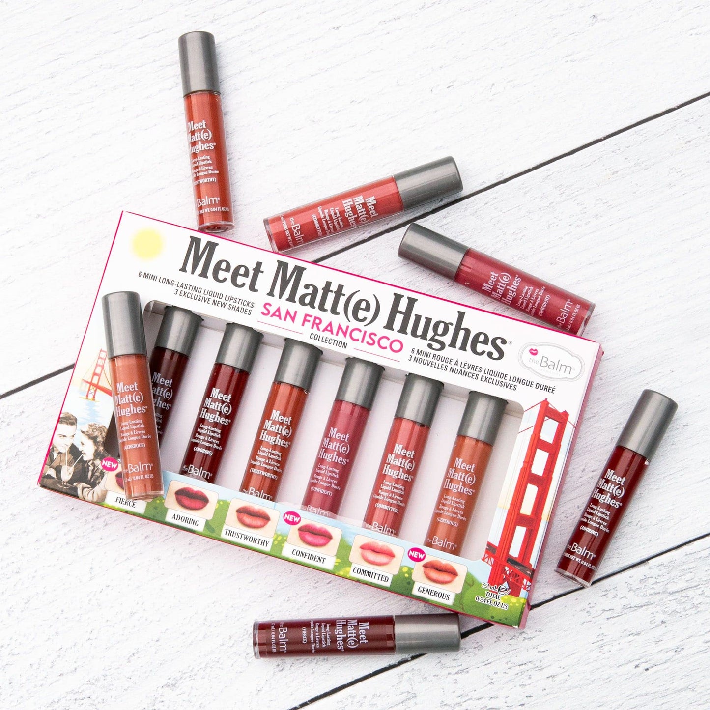 theBalm MEET MATTE HUGHES® San Francisco - Set of 6 Mini Long-Lasting Liquid Lipsticks, 2.4 fl. oz. Beauty & Personal Care theBalm