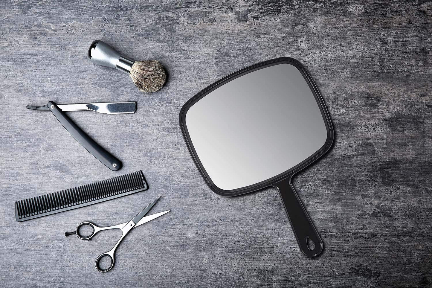 PROTECLE Hand Mirror, 10.3" L x 7.4" W Salon Barber Hairdressing Handheld Mirror with Handle, Square Black Beauty and Personal Care Gladmart