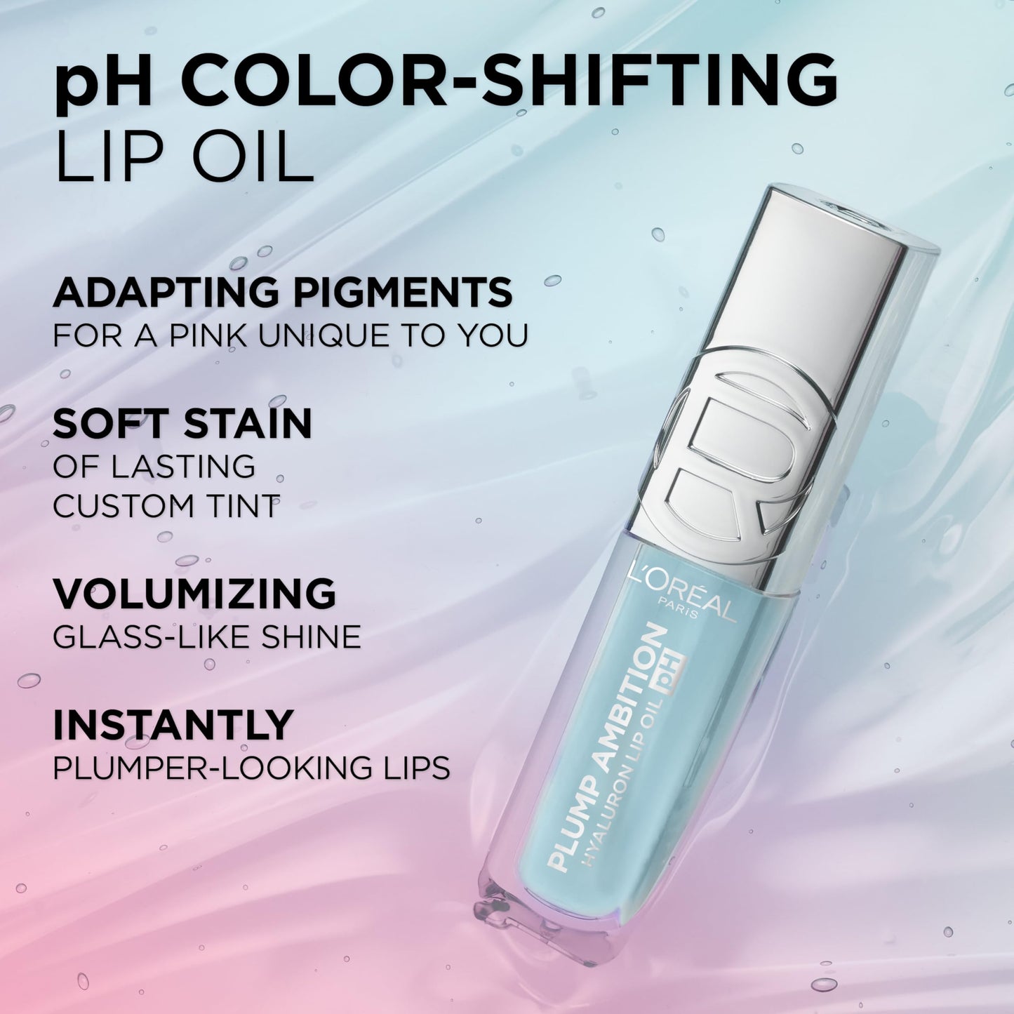 L'Oreal Paris Plump Ambition pH Hyaluron Lip Oil, Color Shifting Lip Tint with 24HR Hydration, Volumizing Shine and Lasting Color, 050 pH Lilac Beauty & Personal Care L'Oreal Paris