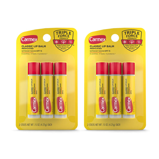 Carmex Medicated Lip Balm Sticks, Lip Moisturizer for Dry, Chapped Lips, 0.15 OZ - (2 Packs of 3) Beauty and Personal Care Carmex