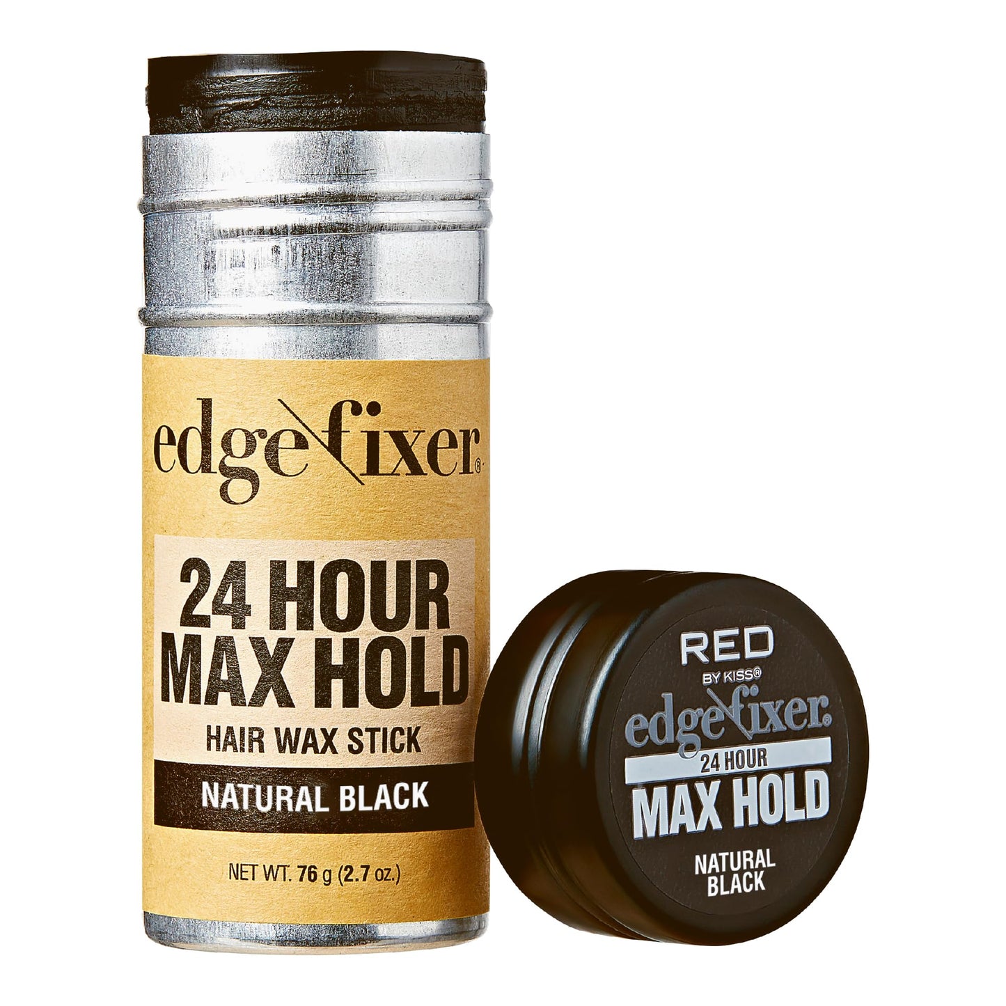 Red by Kiss Hair Wax Stick 24HR Max Hold Edge Fixer Edge Control Pomade Non-Sticky, Non-Oily Flake Free Hair Styling Wax 2.7 oz. (Natural Black) Beauty & Personal Care Red by Kiss
