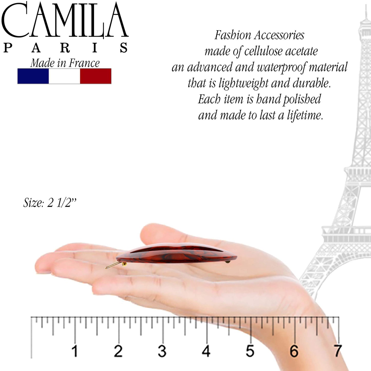 Camila Paris CP2972 French Hair Barrette Clip for Girls, Small Handmade Kiss Red, Strong Hold Grip Hair Clips for Women, No Slip and Durable Styling Beauty & Personal Care Camila