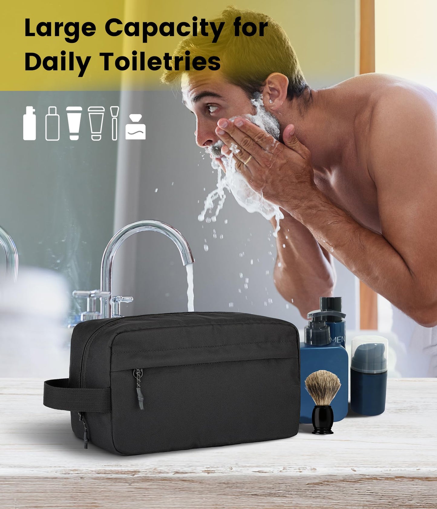 Vorspack Travel Toiletry Bag for Men - Hanging Toiletries Bag Water Resistant Travel Bag for Toiletries Accessories - Black Beauty and Personal Care Vorspack