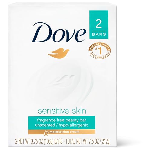 Dove Sensitive Skin Unscented Hypo-Allergenic Beauty Bar 4 oz, 2 ea Beauty & Personal Care Dove