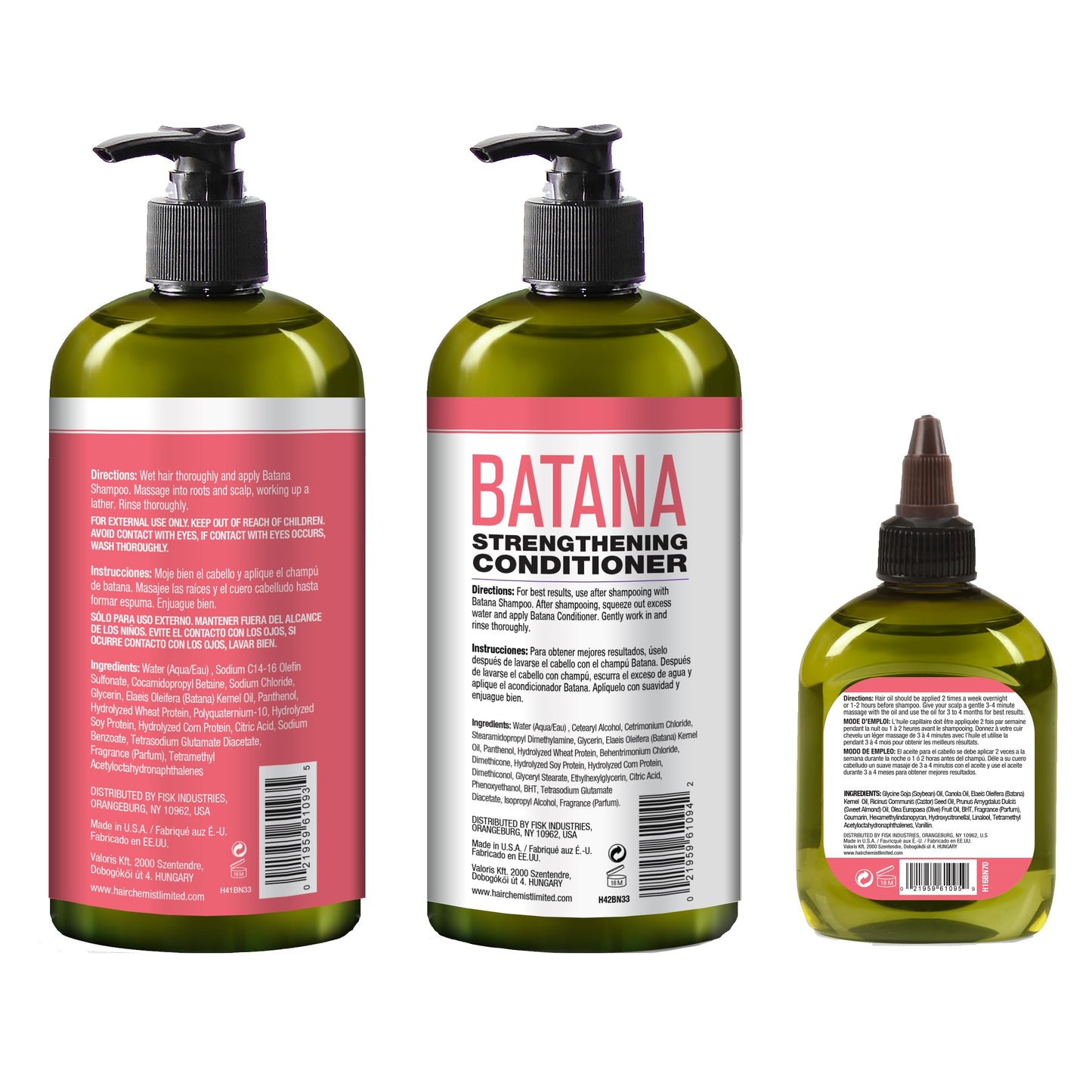 Hair Chemist Batana Strengthening Large Shampoo, Conditioner and Hair Oil Set (3-PC SET) - Batana Shampoo and Conditioner for Hair Growth, Thickening Beauty & Personal Care Hair Chemist