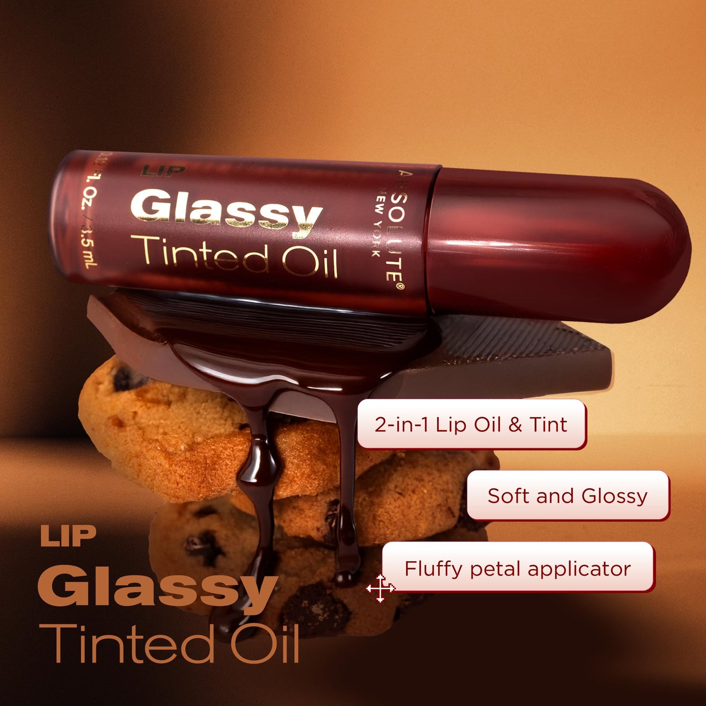 Absolute New York Dewy Water Lip and Cheek Tint, Glassy Tinted Lip Oil, with Vitamin E, Squalane and Jojoba Seed Oil (MLTN08 Mocha Latte) Beauty & Personal Care Absolute New York