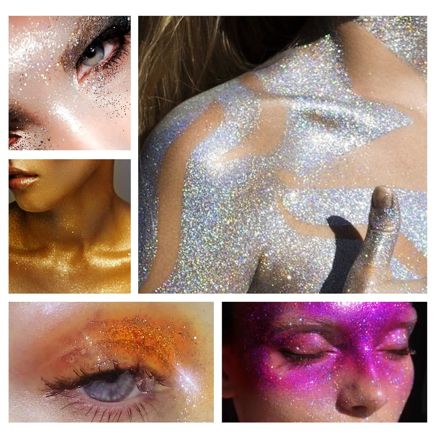 NewBang Body Glitter Spray,Sliver Gold Pink Glitter Powder,Shimmer Highlighter Loose Powder Glitter Makeup for Body Face Hair Clothes Nail Art Craft Beauty & Personal Care NewBang