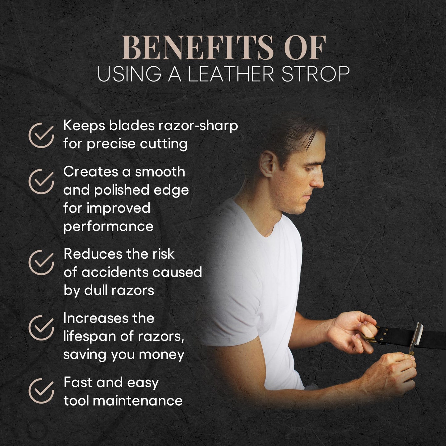 Naked Armor Straight Razor Leather Strop - 2.5" x 15" Cow Leather Razor Blade Sharpener with Brass Hooks, Black Beauty and Personal Care Naked Armor
