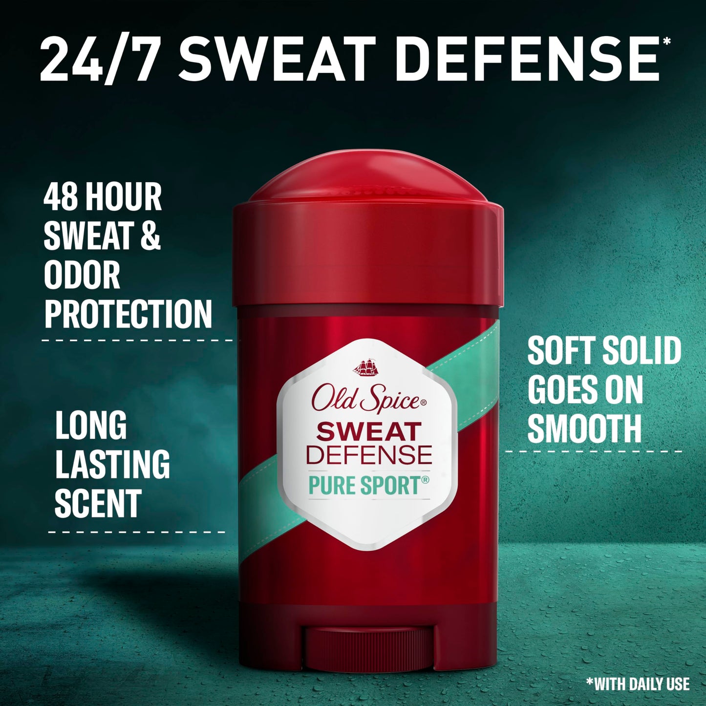 Old Spice Sweat Defense Antiperspirant & Deodorant for Men, 24/7 Ultimate Sweat Protection, Long Lasting Scent, Soft Solid, Pure Sport Scent, 2.6 oz Beauty & Personal Care Old Spice