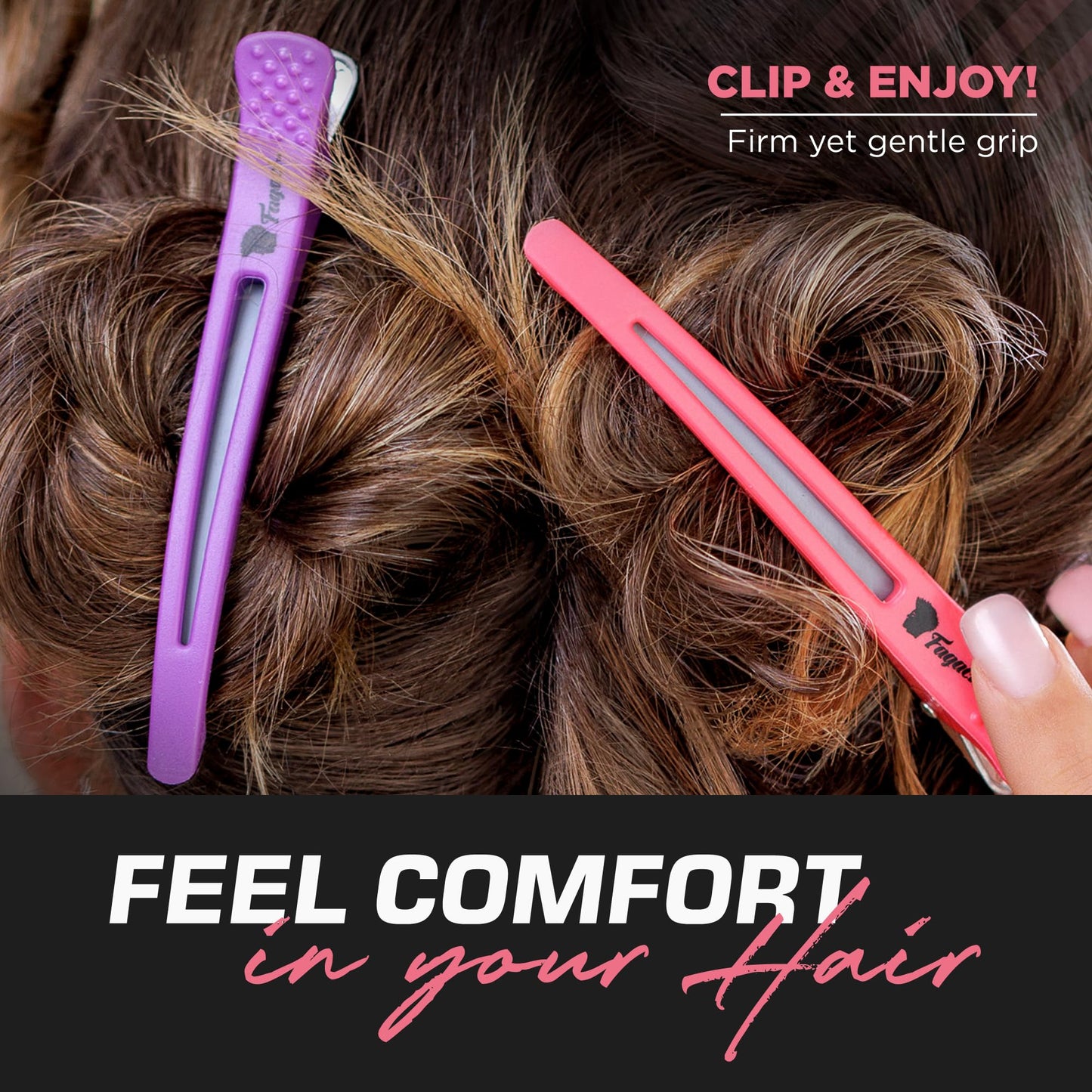 Fagaci Firm Grip Hair Clips with Silicone Band - Duckbill Sectioning and Styling Clips, Durable Alligator Clips for Women's Hair, Long Duck Billed Beauty & Personal Care Fagaci