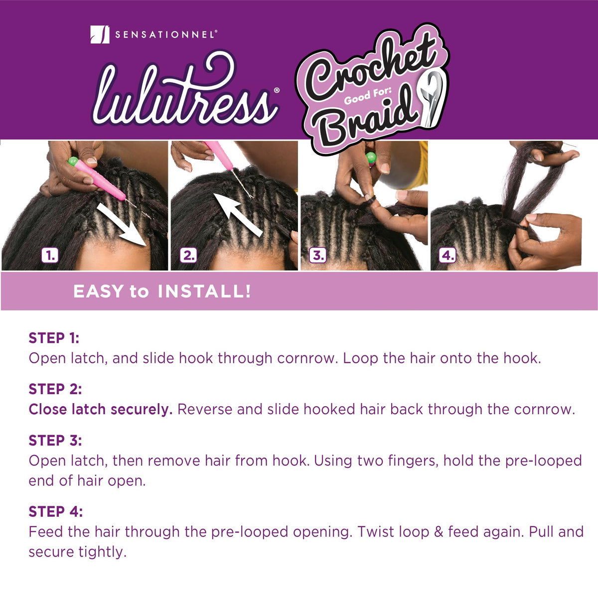 Sensationnel Lulutress Crochet Braiding Hair-3X Braid Out 24in,4 MEDBROWN
