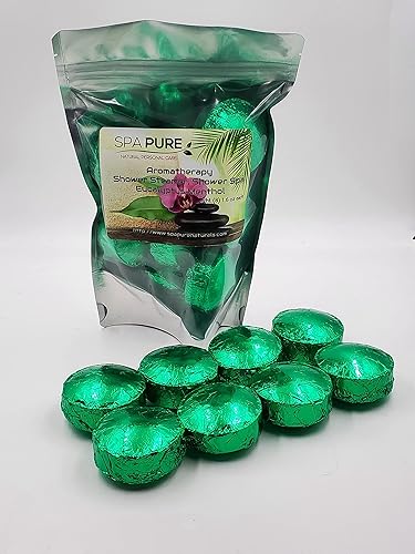 Menthol Eucalyptus Aromatherapy Shower Bombs: Large Fizzies Made with 100% Natural/Organic Essential Oils - Transform Your Shower (8 Count) Pack of 1 Beauty & Personal Care Spa Pure