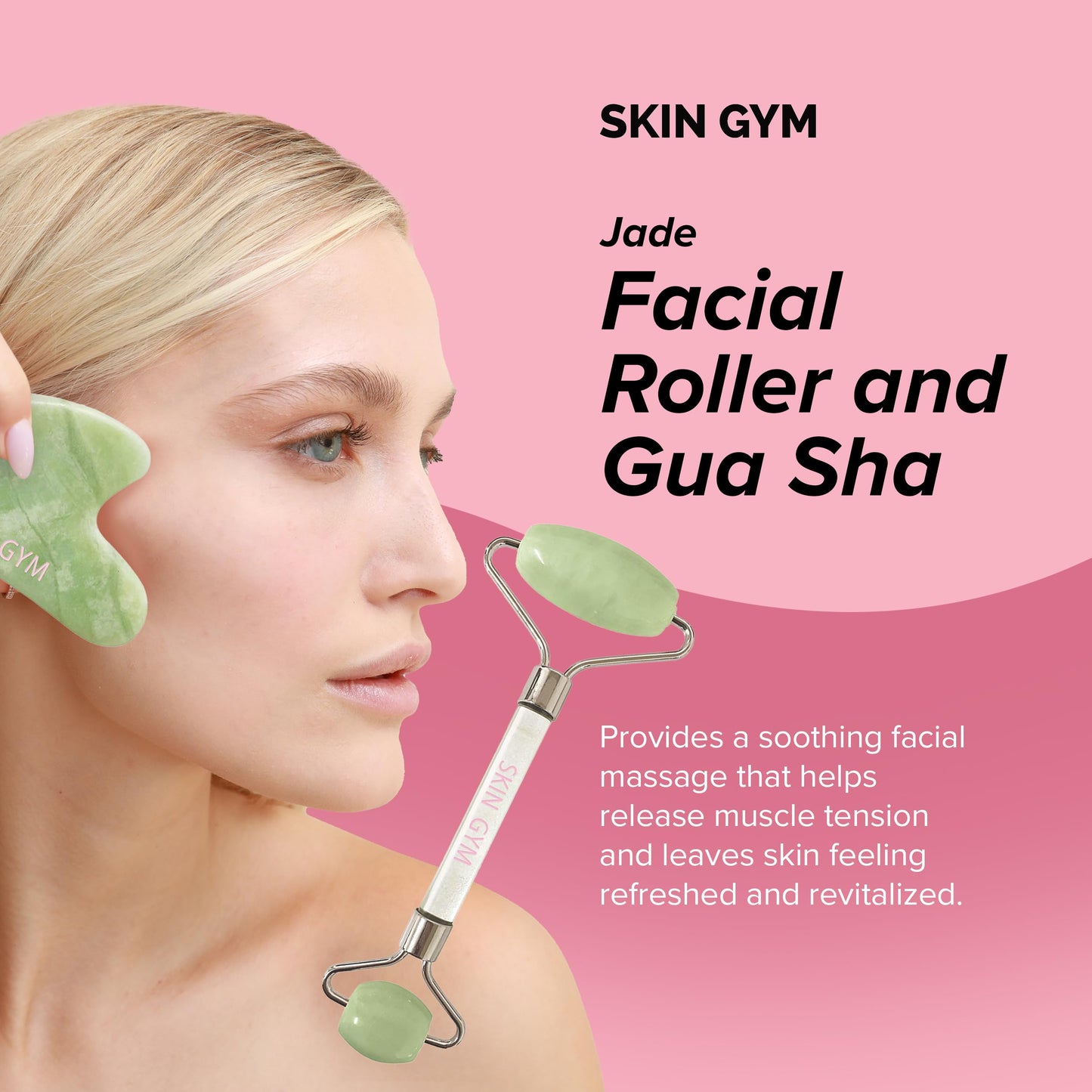 Skin Gym Jade Facial Roller & Gua Sha Tool Workout Set, Revitalizing Skincare for Enhanced Glow & Smooth Skin Beauty & Personal Care SKIN GYM