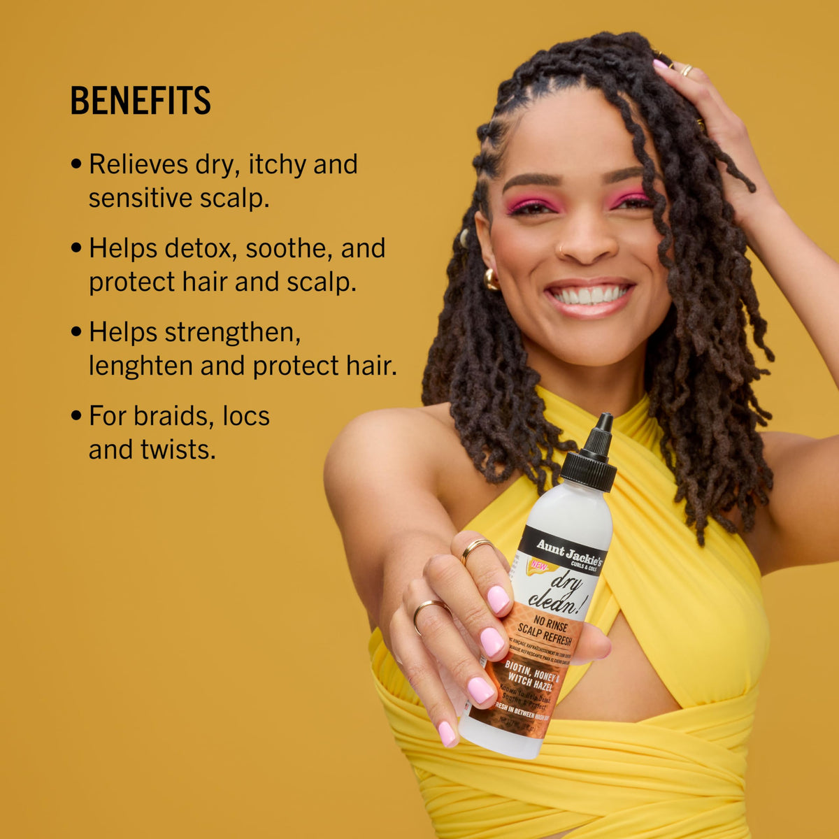 Aunt Jackie’s Braid + Twist Collection Dry Clean! No Rinse Scalp Refresh - Detox and Moisturize Scalp with Witch Hazel, Scalposine, Biotin, and Honey