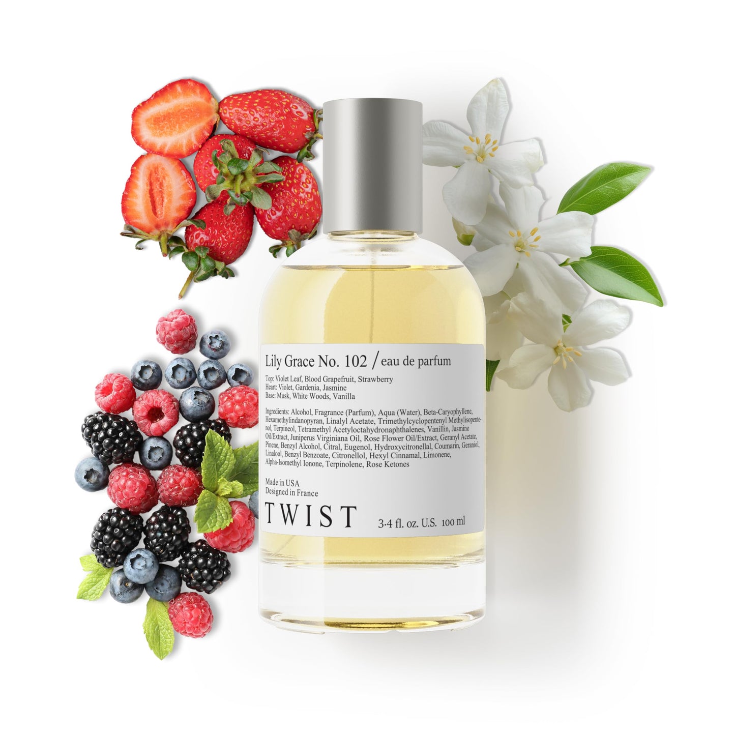 Twist Lily Grace No. 102 - Inspired by Marc J. Daisy, Long-Lasting Perfume for Women, Vegan, Clean Ingredients, Wild Strawberry & Violet Leaf - Spray Beauty & Personal Care HOUSE OF TWIST