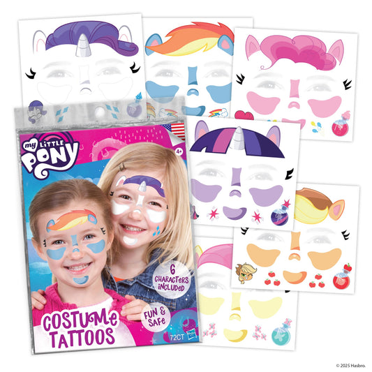 My Little Pony Costume Face Temporary Tattoos - Tattoo Set for Kids Featuring Twilight Sparkle, Rainbow Dash, Pinkie Pie & More, Easy Halloween